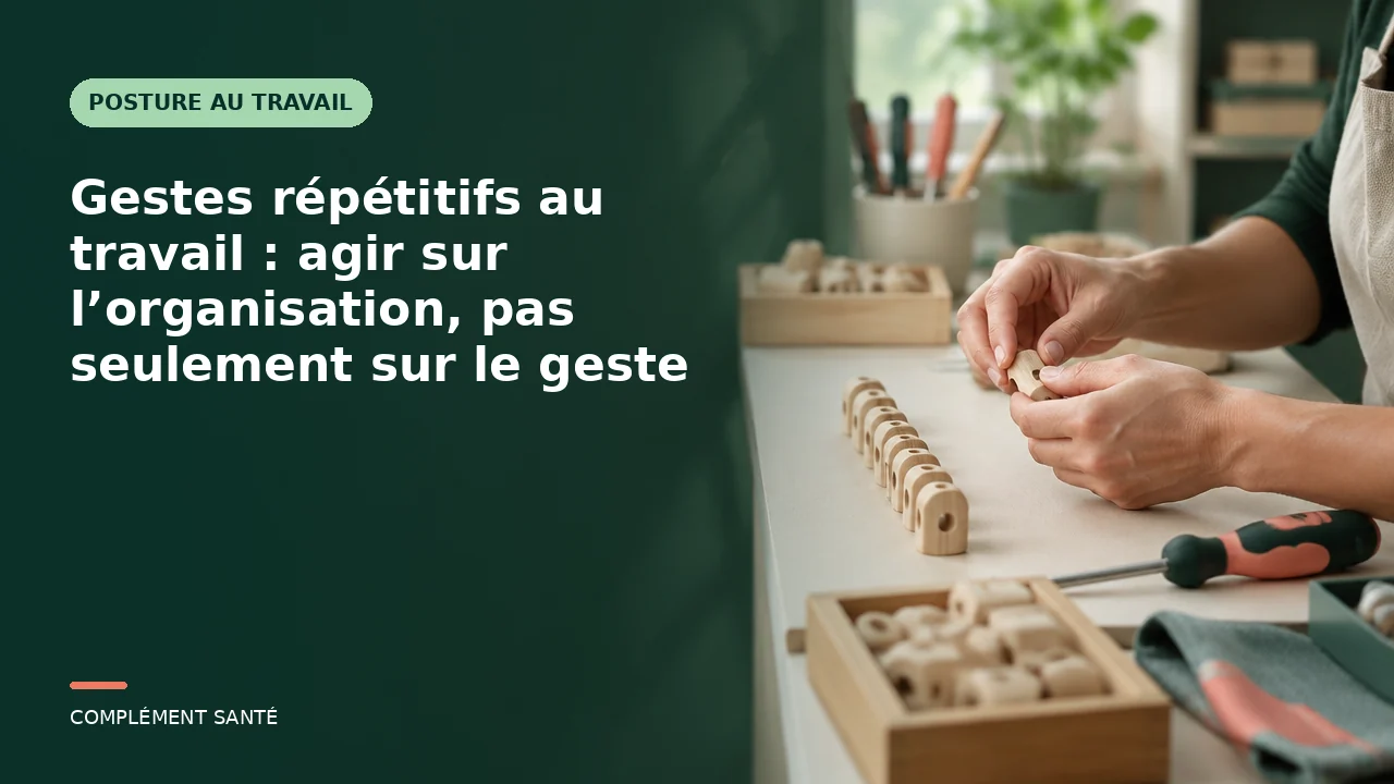 Les mains d’une personne assemblent de petites pièces de bois sur un établi.