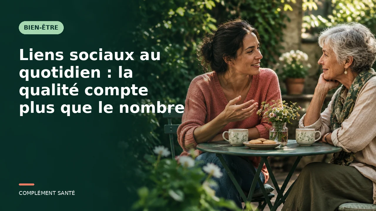 Deux personnes échangent tranquillement autour d’une table dans un jardin de quartier