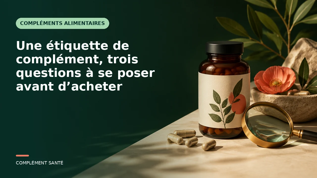 Une étiquette de complément, trois questions à se poser avant d’acheter